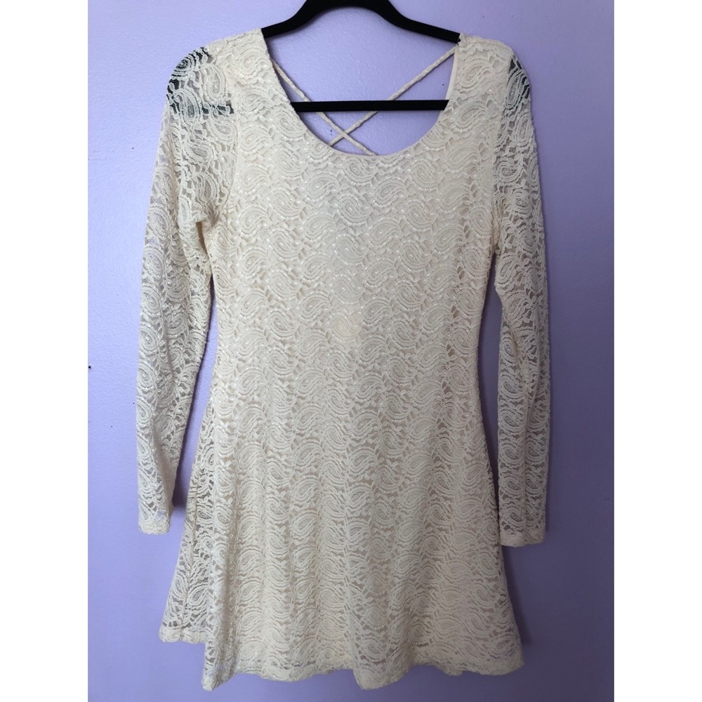 Long Sleeved Lace Ivory Dress